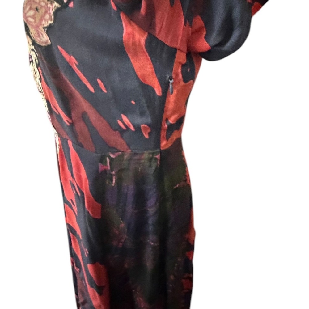 Soft Surroundings Velvet Applique Abstract Maxi Dress Red Black Boho V Neck 6 - Picture 3 of 13
